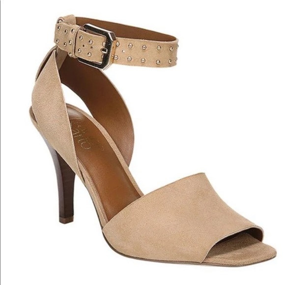 Franco Sarto Shoes - Franco Sarto camel Pepita suede ankle strap heels